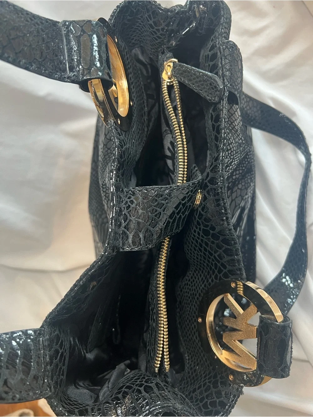 Michael Kors Black Snake Skin Tote
